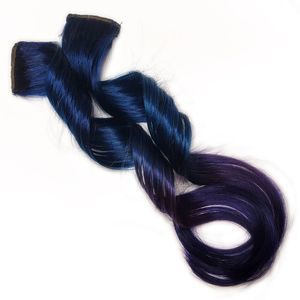 Blue Purple Remy Human Hair Extensions 8 inch Short Galaxy Ombre Hairstyles